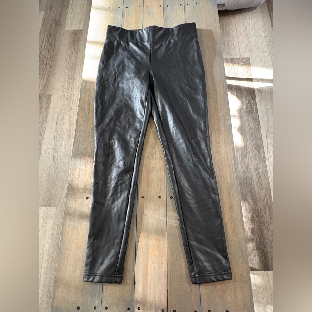 LOFT Sleek Black Faux Leather leggings size small